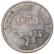 50 Centesimi - Victor Emmanuel II, Italy, 1860-1861 reverse image