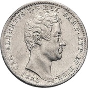 1 Lira - Carlo Alberto obverse image