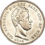 2 Lire - Carlo Alberto obverse image