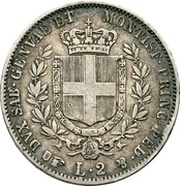 2 Lire - Victor Emmanuel II, Italy, 1850-1860 reverse image