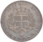 5 Lire - Victor Emmanuel I, Italy, 1821 reverse image