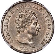5 Lire - Carlo Felice obverse image