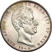 5 Lire - Carlo Alberto obverse image