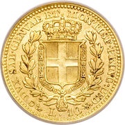 10 Lire - Carlo Alberto, Italy, 1832-1847 reverse image