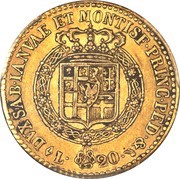 20 Lire - Victor Emmanuel I, Italy, 1816-1820 reverse image