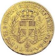 20 Lire - Victor Emmanuel I, Italy, 1821 reverse image