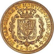 80 Lire - Carlo Felice, Italy, 1823-1831 reverse image
