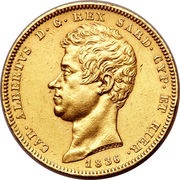 100 Lire - Carlo Alberto obverse image