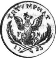 1 Zecchino - Carlo III Trionfo, Italy, 1723 reverse image