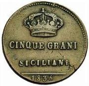 5 Grani - Ferdinando II, Italy, 1836 reverse image
