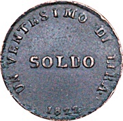 1 Soldo - Ferdinando III, Italy, 1822-1823 reverse image