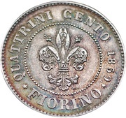 1 Fiorino - Leopoldo II, Italy, 1859 reverse image
