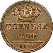 1 Tornese - Ferdinando II reverse image
