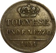 1½ Tornese - Ferdinando II reverse image