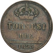 2 Tornesi - Francesco I, Italy, 1825-1826 reverse image
