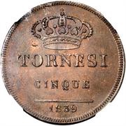 5 Tornesi - Ferdinando II, Italy, 1831-1841 reverse image