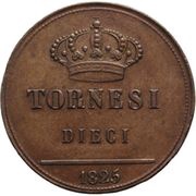 10 Tornesi - Francesco I, Italy, 1825 reverse image