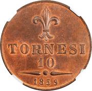 10 Tornesi - Francesco II Naples, Italy, 1859 reverse image