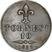 10 Tornesi - Francesco II Rome, Italy, 1859 reverse image