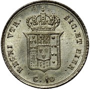 10 Grana - Ferdinando II, Italy, 1835-1839 reverse image