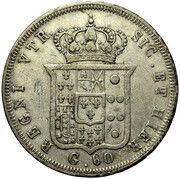 60 Grana - Ferdinando II 2nd portrait, Italy, 1841-1846 reverse image