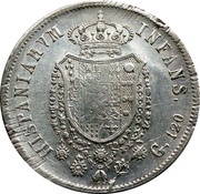 120 Grana - Ferdinando I 1st type, large head, Italy, 1817-1818 reverse image