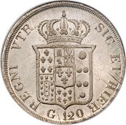 120 Grana - Ferdinando II, Italy, 1831-1835 reverse image