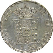 120 Grana - Ferdinando II, Italy, 1835-1839 reverse image