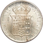 120 Grana - Francesco II, Italy, 1859 reverse image