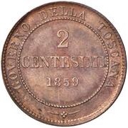 2 Centesimi - Victor Emmanuel II Tuscany, Italy, 1859 reverse image