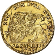 1 Osella - Alvise Mocenigo II 8 Zecchini, Italy, 1703 reverse image