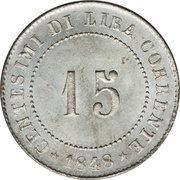 15 Centesimi, Italy, 1848 reverse image