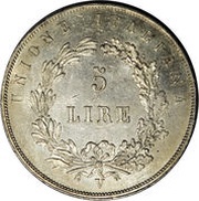 5 Lire "DIO BENEDITE L'ITALIA", Italy, 1848 reverse image