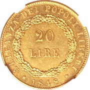 20 Lire, Italy, 1848 reverse image