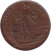 1 Centesimo - Victor Emmanuel III, Italy, 1908-1918 reverse image