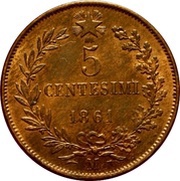 5 Centesimi - Victor Emmanuel II, Italy, 1861-1867 reverse image