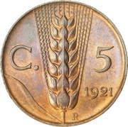 5 Centesimi - Victor Emmanuel III, Italy, 1919-1937 reverse image