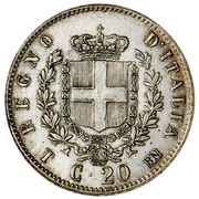 20 Centesimi - Victor Emmanuel II, Italy, 1863 reverse image