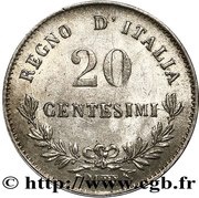 20 Centesimi - Victor Emmanuel II, Italy, 1863-1867 reverse image