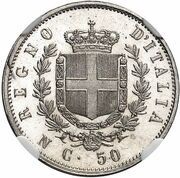 50 Centesimi - Victor Emmanuel II, Italy, 1861-1862 reverse image