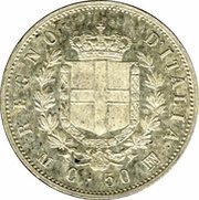 50 Centesimi - Victor Emmanuel II, Italy, 1863 reverse image