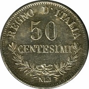 50 Centesimi - Victor Emmanuel II, Italy, 1863-1867 reverse image