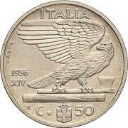 50 Centesimi - Victor Emmanuel III Trial strike reverse image