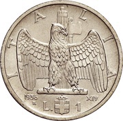 1 Lira - Victor Emmanuel III, Italy, 1936-1938 reverse image