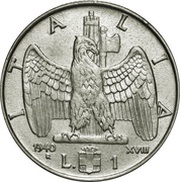 1 Lira - Victor Emmanuel III non-magnetic reverse image