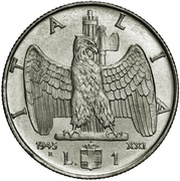 1 Lira - Victor Emmanuel III magnetic reverse image