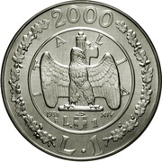 1 Lira 1936 Lira, Italy, 2000 reverse image