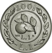 1 Lira 1946 Lira, Italy, 2001 reverse image
