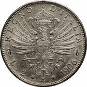 2 Lire - Victor Emmanuel III, Italy, 1901-1907 reverse image