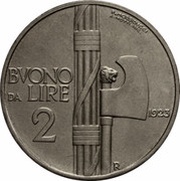 2 Lire - Victor Emmanuel III Buono, Italy, 1923-1935 reverse image